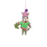 Mistletoe Meows Hanging Felt Cat Decoration