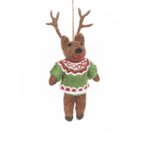 Retro Reindeer Hanging Christmas Decoration