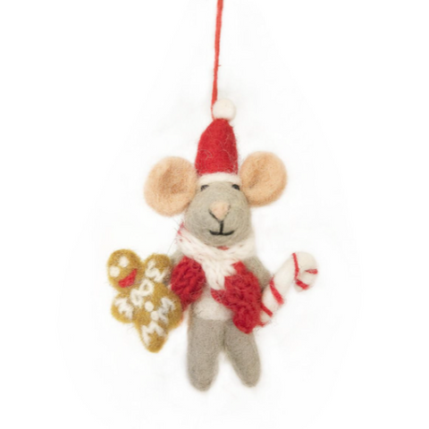 "Chris Mouse' Hanging Felt Mouse Decoration