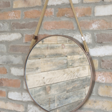 Brass Round Hanging Mirror