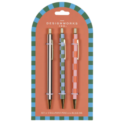 DesignWorks A Dopo Set of 3 Pens - Stripes & Checks