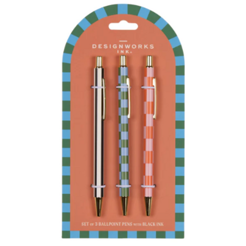 DesignWorks A Dopo Set of 3 Pens - Stripes & Checks