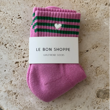 Le Bon Shoppe Girlfriend Socks - Rose Pink and Heart