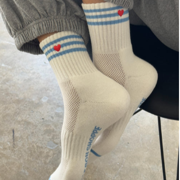 Le Bon Shoppe Girlfriend Socks - Ivory and Heart