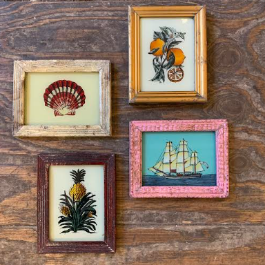 Vintage Glass Framed Paintings Various - Extra Small