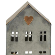 Metal House with Tealight Holder - Hearts