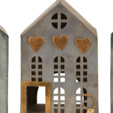 Metal House with Tealight Holder - Hearts