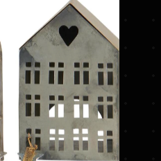 Metal House with Tealight Holder - Hearts