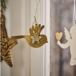 Gloria Small Hanging Bird Brass