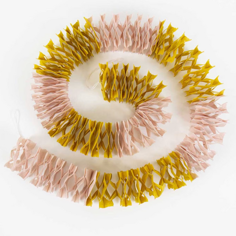 Afro Art Mini Garland - Light Pink/Mustard