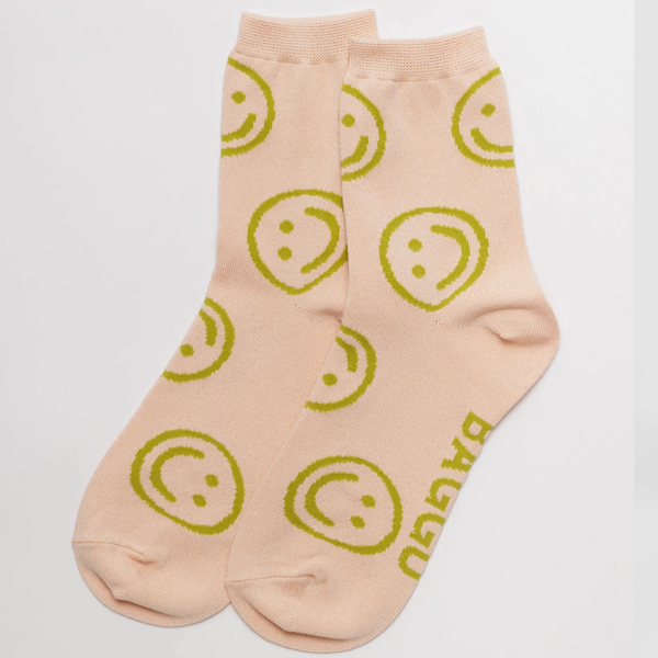 Baggu Crew Sock - Light Pink Happy