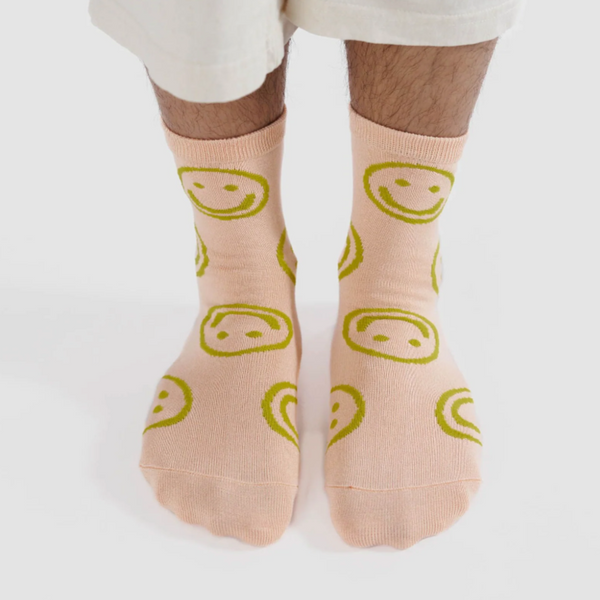 Baggu Crew Sock - Light Pink Happy