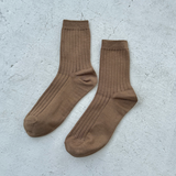 Le Bon Shoppe Her Cotton Ribbed Socks - Dark Tan