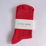 Le Bon Shoppe Her Cotton Ribbed Socks - Classic Red