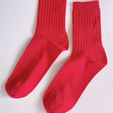 Le Bon Shoppe Her Cotton Ribbed Socks - Classic Red