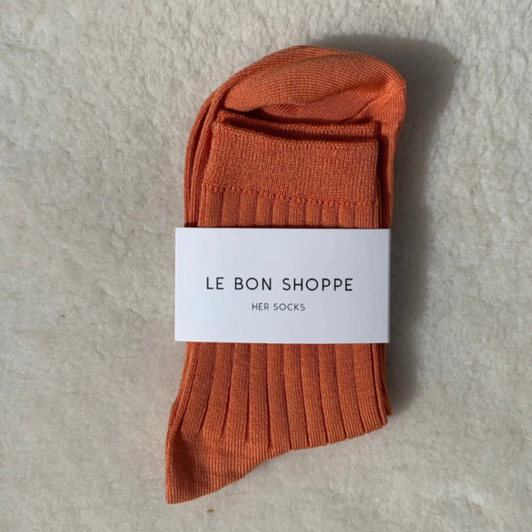 Le Bon Shoppe Her Cotton Ribbed Socks - Tangerine