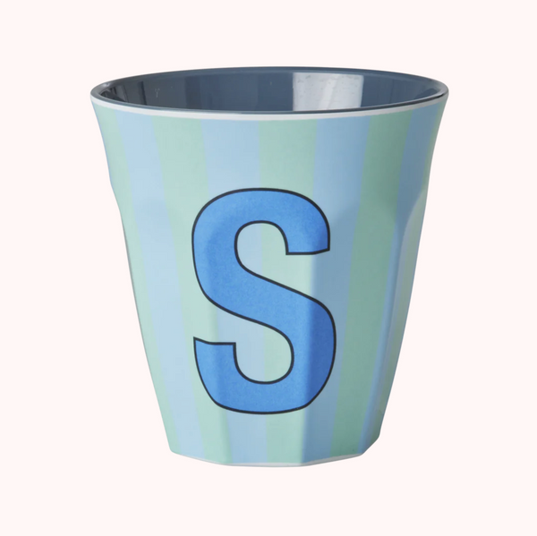 Stripe Melamine Blue Alphabet Cups - A to Z