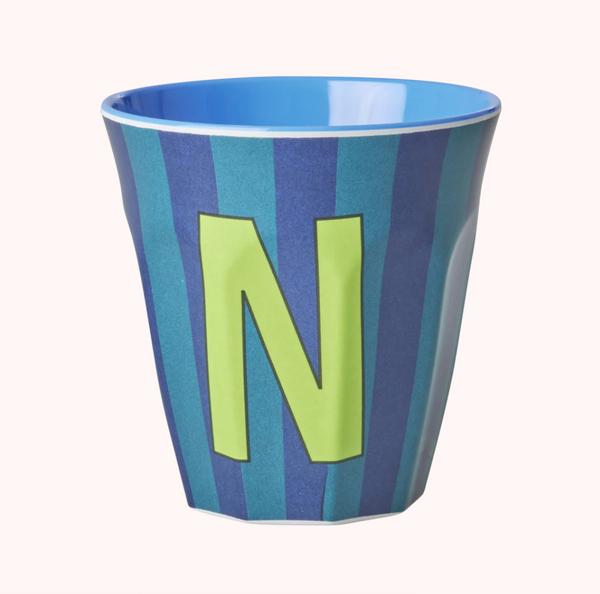 Stripe Melamine Blue Alphabet Cups - A to Z