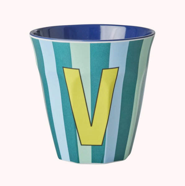 Stripe Melamine Blue Alphabet Cups - A to Z