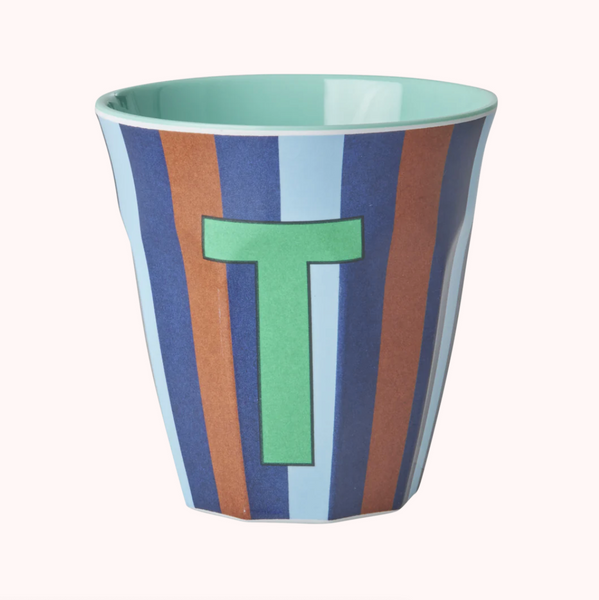 Stripe Melamine Blue Alphabet Cups - A to Z