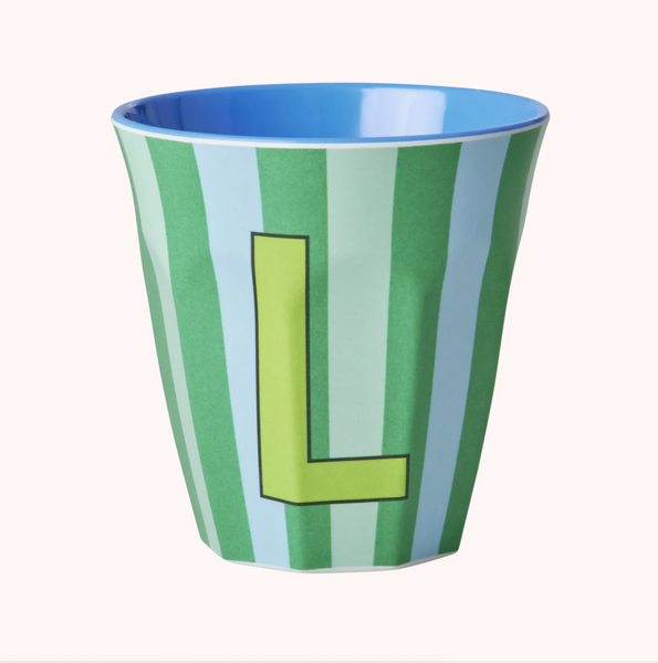 Stripe Melamine Blue Alphabet Cups - A to Z