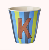 Stripe Melamine Blue Alphabet Cups - A to Z