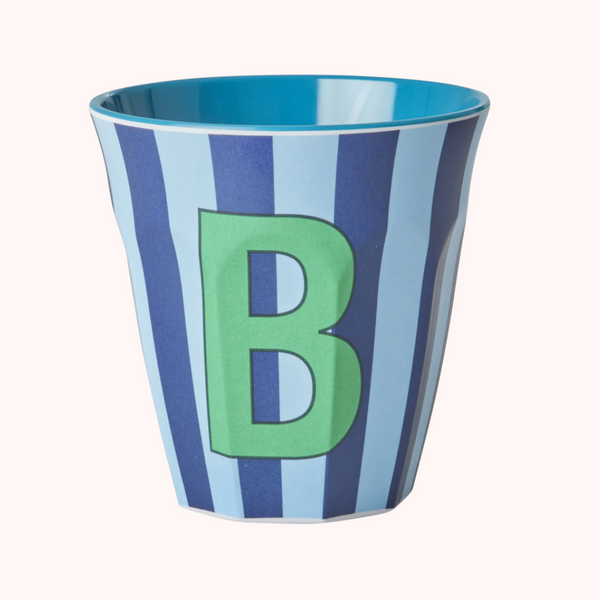 Stripe Melamine Blue Alphabet Cups - A to Z