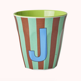 Stripe Melamine Blue Alphabet Cups - A to Z