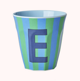 Stripe Melamine Blue Alphabet Cups - A to Z