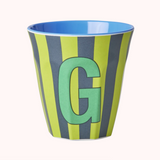 Stripe Melamine Blue Alphabet Cups - A to Z