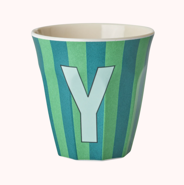 Stripe Melamine Blue Alphabet Cups - A to Z