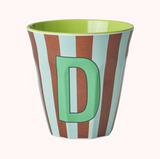 Stripe Melamine Blue Alphabet Cups - A to Z