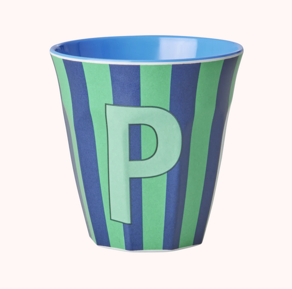 Stripe Melamine Blue Alphabet Cups - A to Z