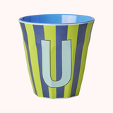 Stripe Melamine Blue Alphabet Cups - A to Z