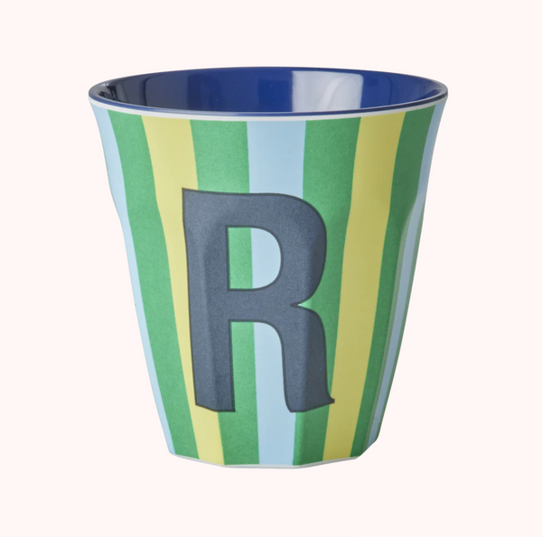 Stripe Melamine Blue Alphabet Cups - A to Z