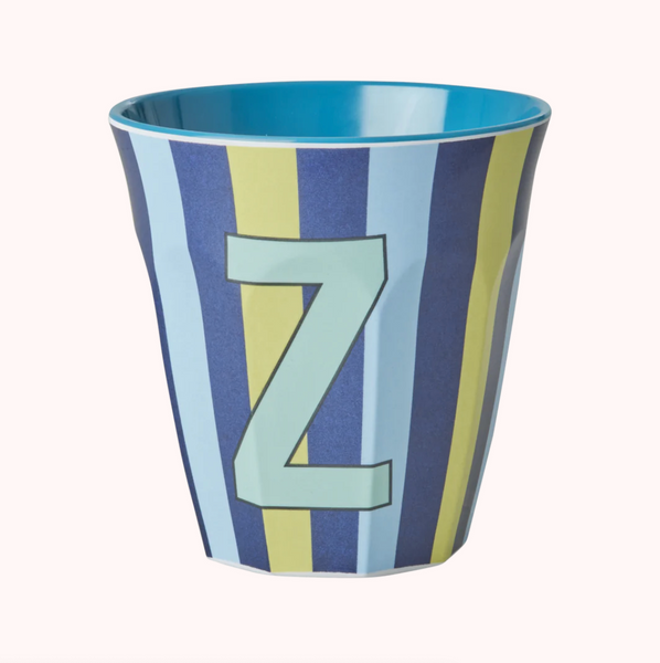 Stripe Melamine Blue Alphabet Cups - A to Z