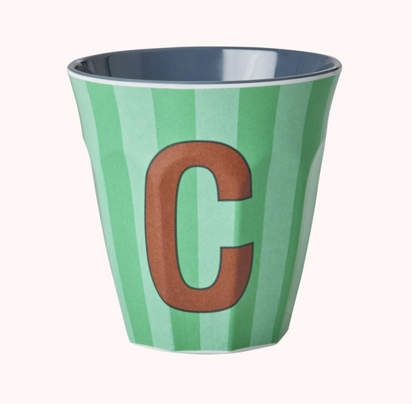 Stripe Melamine Blue Alphabet Cups - A to Z