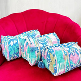 Quilted Wash Bag - Pink & Turquoise