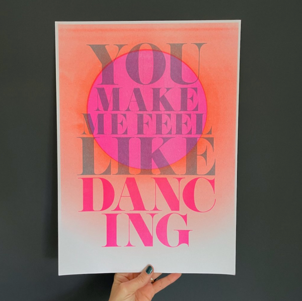 A3 Risograph Dancing Framed Print