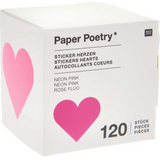 Paper Poetry Heart Stickers - Neon Pink