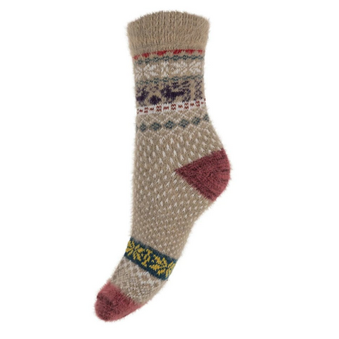 Joya Fawn patterned Wool Blend socks