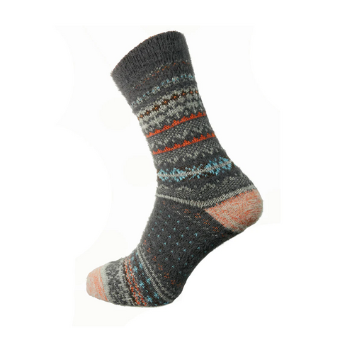 Joya Dark Grey and black patterned Wool Blend socks