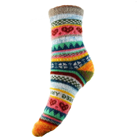 Joya Multi-coloured Wool Blend Socks - Grey cuff