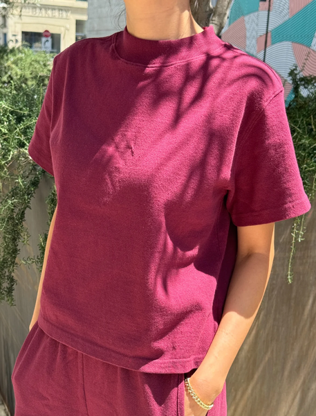 Le Bon Shoppe - Sunset Mock Neck Tee - Cabernet