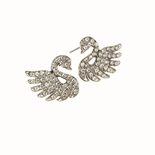 Hot Tomato Vintage Style Swan Shimmer Studs