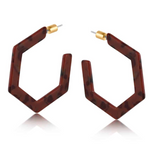 Big Metal London Oleandre Resin Hexagon Statement Hoop Earrings