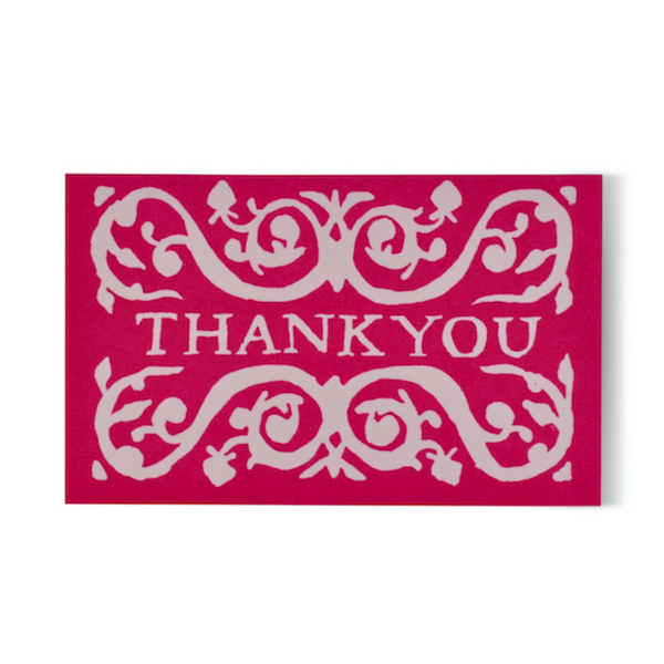 Pack of Arabesque Thank You Gift Cards Pink and Raspberry