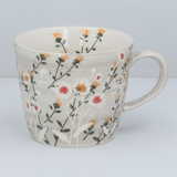 Light Grey Daisy Stoneware Mug