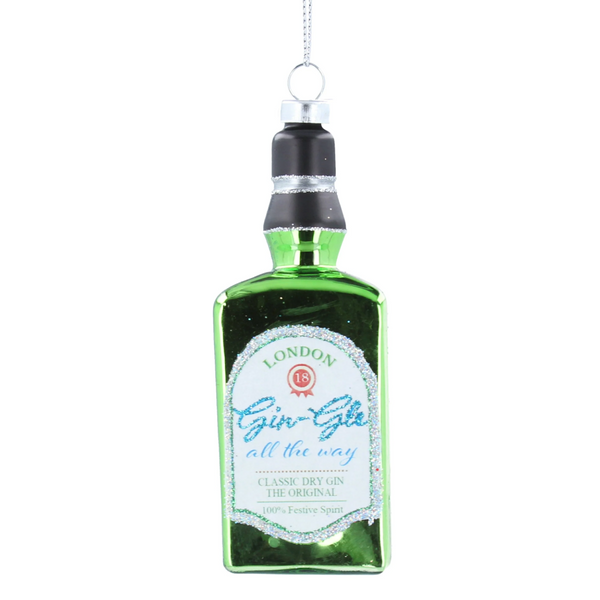 Green Glass Gin Bottle with Confetti Decoration