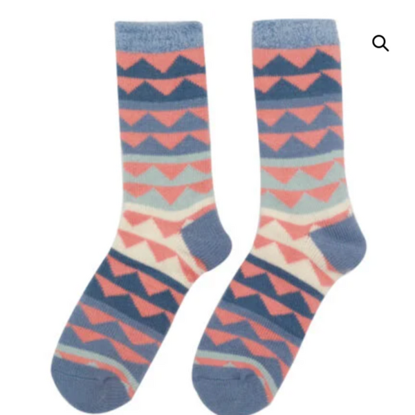 Fluffy Triangles Socks - Denim